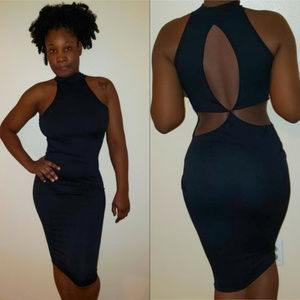 Sexy Cut-Out Back Design Black Dress